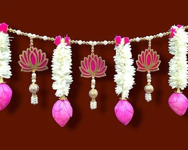 Plastic_Beads_Traditional_Pink_White_Lotus_Gajra_Bandarwal_Toran_-_Pack_of_2