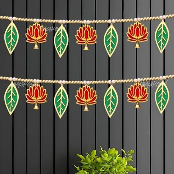Velvet_Festive_Wooden_Lotus_Leaf_Pom-Pom_Beads_Door_Toran_-_Pack_of_2