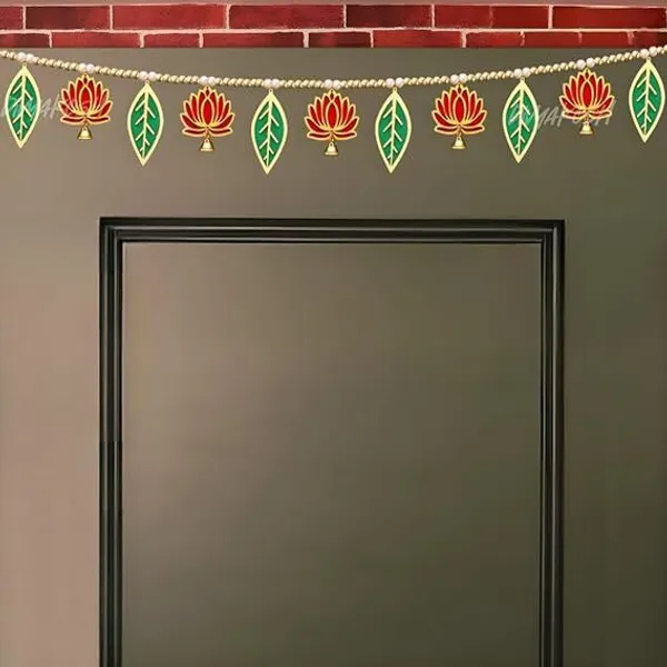 Velvet_Festive_Wooden_Lotus_Leaf_Pom-Pom_Beads_Door_Toran_-_Pack_of_2