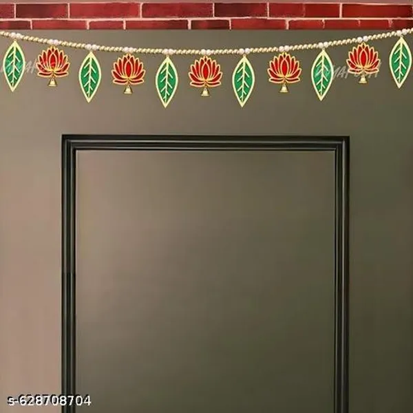 Polyester_Traditional_Lotus_Green_Leaf_Entrance_Door_Toran_-_Pack_of_2