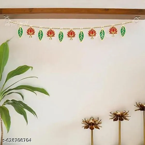 Polyester_Traditional_Lotus_Green_Leaf_Entrance_Door_Toran_-_Pack_of_2