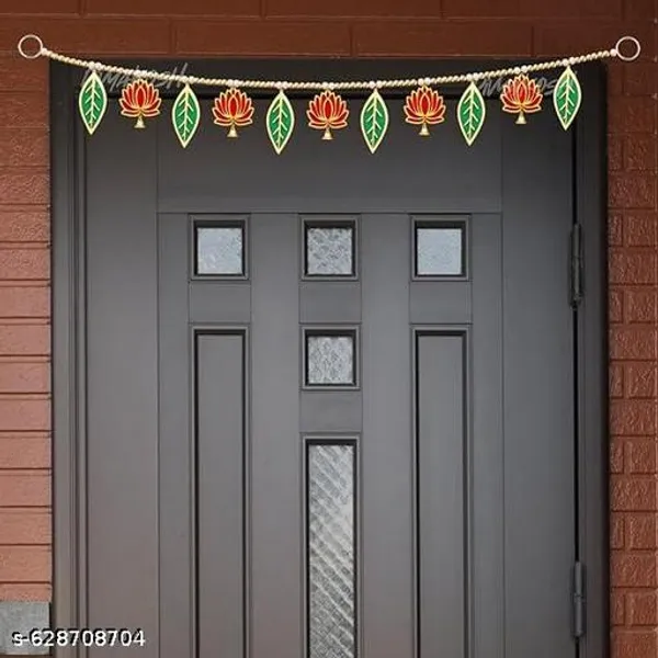 Polyester_Traditional_Lotus_Green_Leaf_Entrance_Door_Toran_-_Pack_of_2