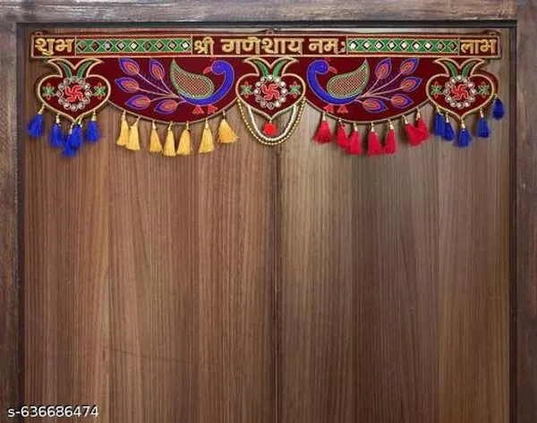 Plastic_Beads_Traditional_Peacock_Embroidery_Handmade_Door_Toran_-_Pack_of_2