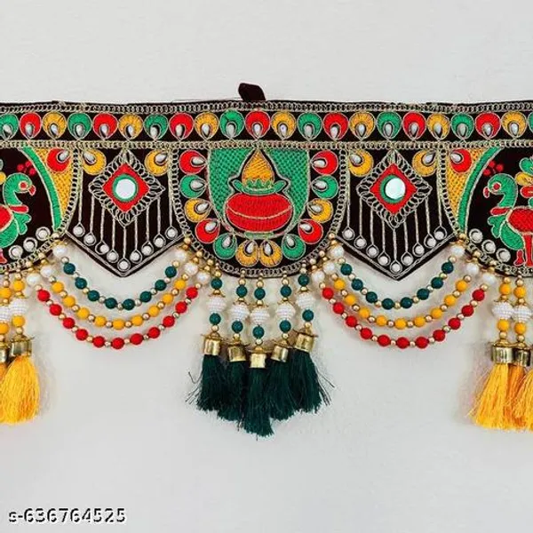 Velvet_Mirror_Work_Embroidered_Peacock_Jula_Door_Toran