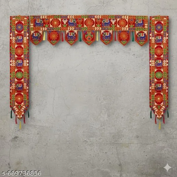 Velvet_Traditional_Bead_Work_Red_Door_Toran_Bandarwal