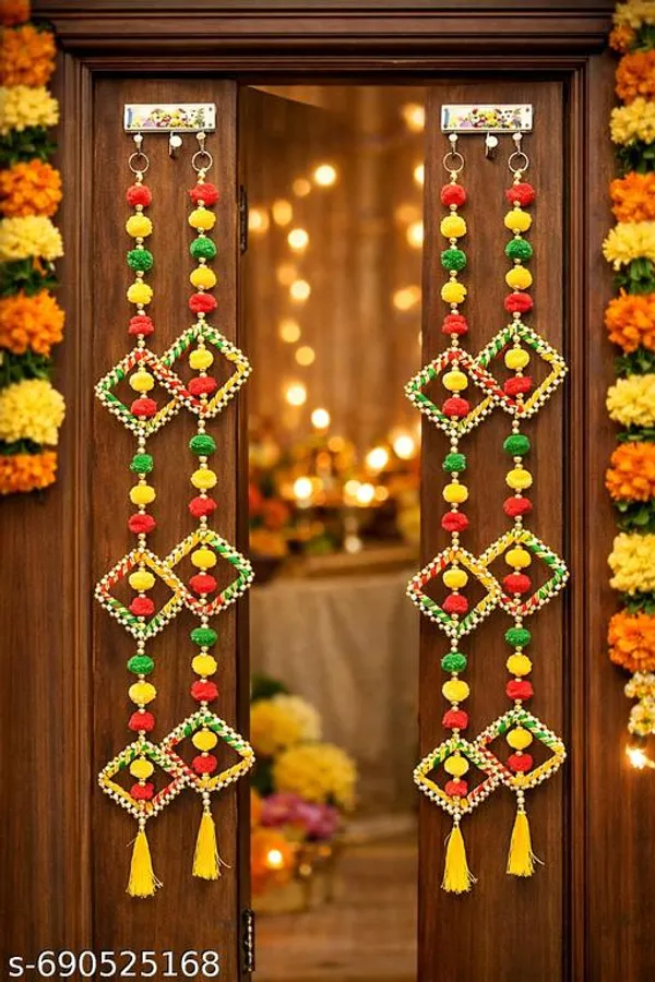 Handmade_Festive_Yellow_Square_Moti_Tassel_Pom_Pom_Door_Toran