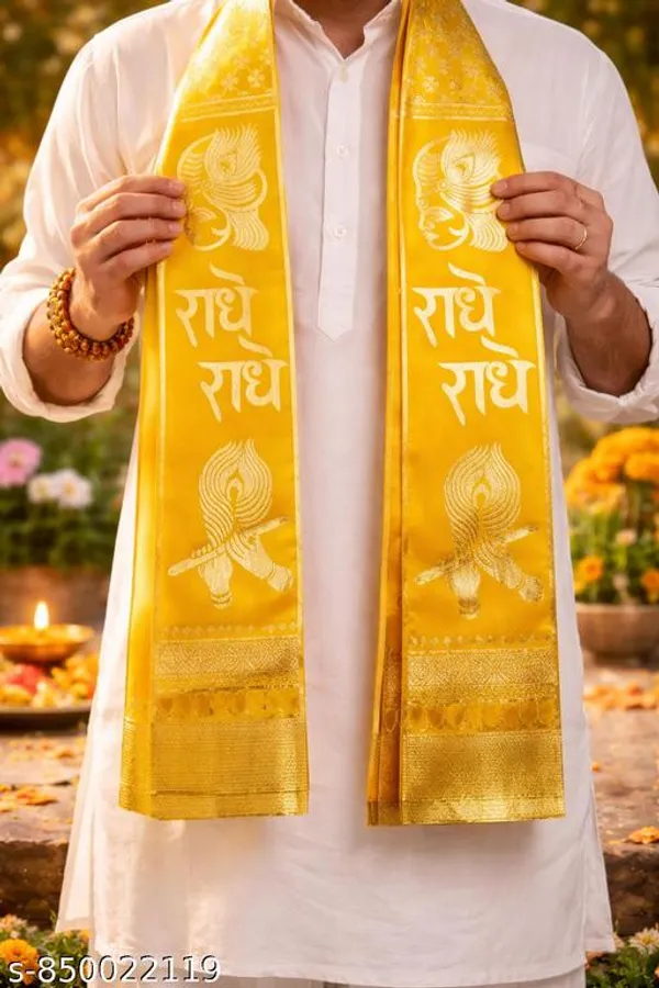 Yellow_Polyester_Radhe_Radhe_Printed_Religious_Stole_For_Women_-_Pack_of_2