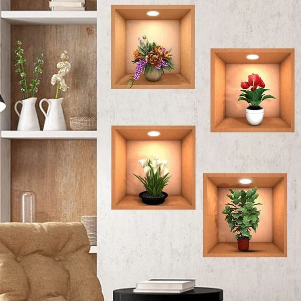 3D_Vase_Wall_Sticker_-_(Pack_of_4)