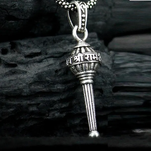 Hanuman_Ji_Gada_Pendant_&_Chain_|_Silver_Plated