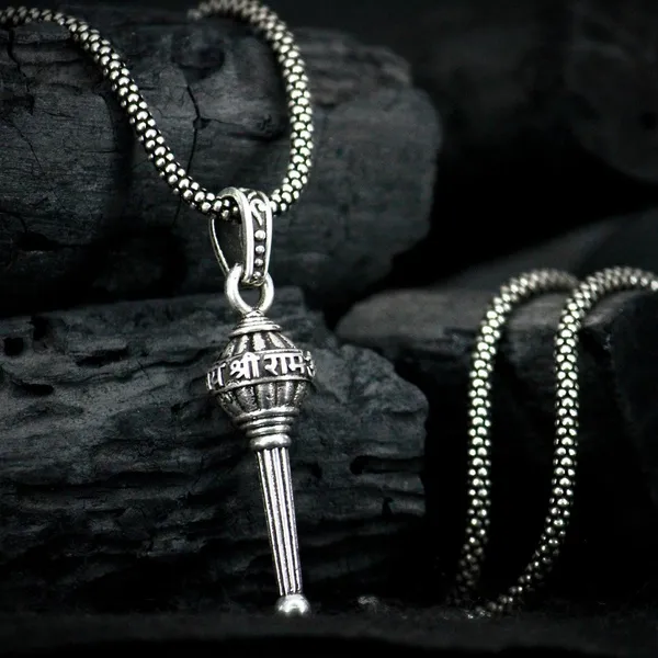 Hanuman_Ji_Gada_Pendant_&_Chain_|_Silver_Plated