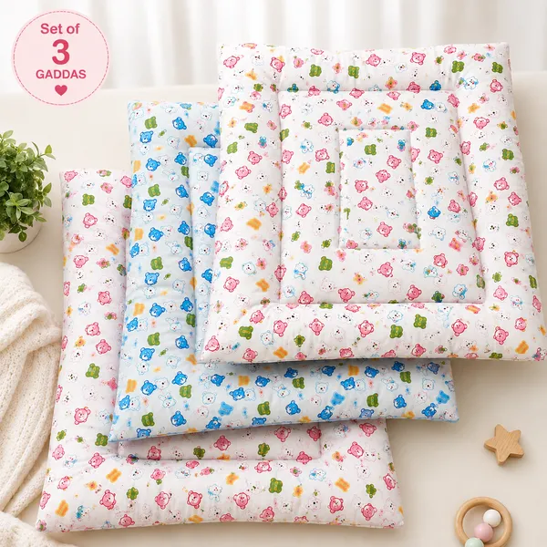 MimiLap_Baby_Mattress_Gadda_Set_of_3_|_Soft_&_Comfortable_Baby_Sleeping_Mats_|_70_×_50_cm_Each
