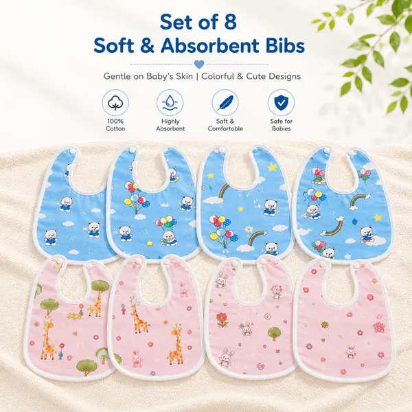 Baby_Bibs_Set_of_8_|_100%_Cotton_with_Waterproof_Lamination