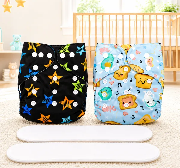 Reusable_Baby_Cloth_Diaper_for_Infants_|_Pack_of_2_Black_And_Light_Blue_Printed_Cotton_&_Polyester