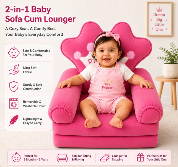 MimiLap_Princess_Baby_Sofa_Cum_Lounger_(2-in-1)__for_6_Months_to_5_Years_