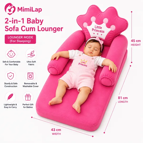 MimiLap_Princess_Baby_Sofa_Cum_Lounger_(2-in-1)__for_6_Months_to_5_Years_