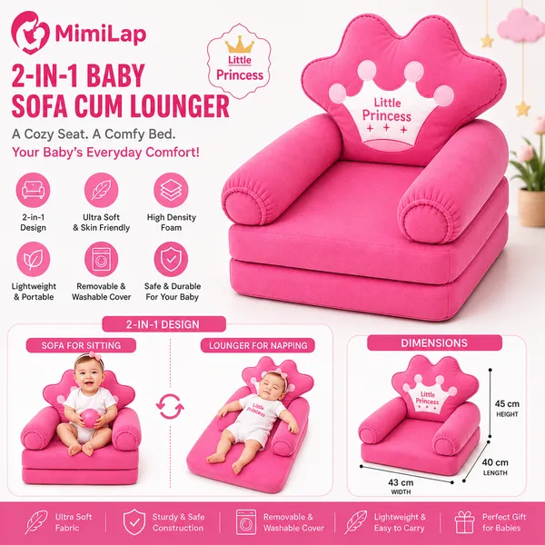 MimiLap_Princess_Baby_Sofa_Cum_Lounger_(2-in-1)__for_6_Months_to_5_Years_
