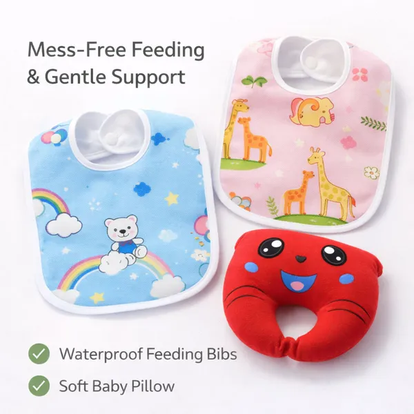 MimiLap_Newborn_Baby_Care_Gift_Pack|_Baby_Wrapper_+_2_Cloth_Diapers_with_Inserts_+_2_Waterproof_Bibs_+_Baby_Pillow_|_Soft,_Reusable_&_Gentle_|_Ideal_Baby_Gift_for_0–12_Months