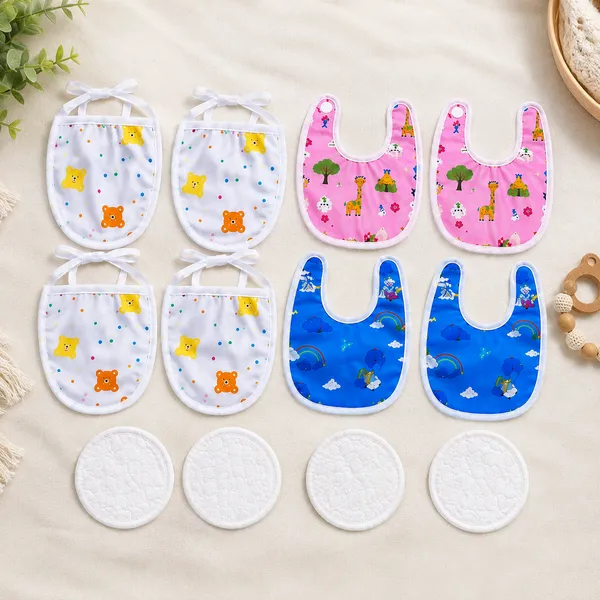 MimiLap_Mother_&_Baby_Care_Combo_Set_of_12_|_4_Reusable_Breast_Pads,_4_Soft_Cotton_Langots_&_4_Absorbent_Baby_Bibs_|_Washable_|_Skin_Friendly_|_Newborn_Essentials_Gift_Set