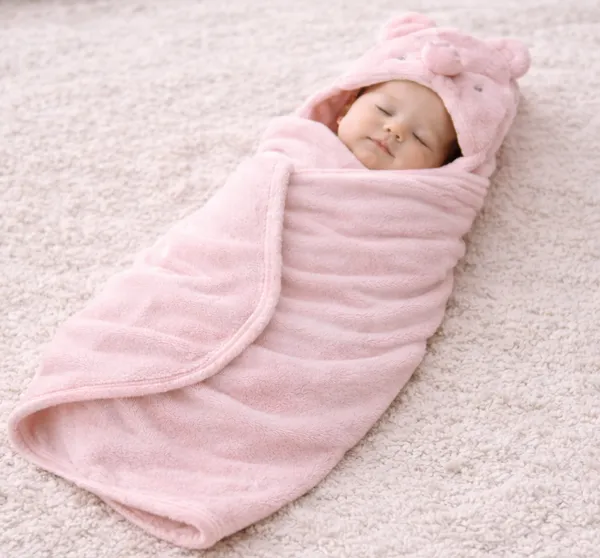 Pink_Cotton_&_Polyester_Baby_Hood_Wrapper_For_New_Born_Baby__|__Large_Size__|__0_to_36_months__|__Bath_Towel