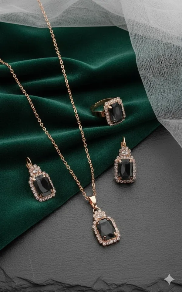 Black_Silver_Plated_Alloy_Chain,_Ring,_Bracelet_&_Earring_Set_For_Women_&_Girls