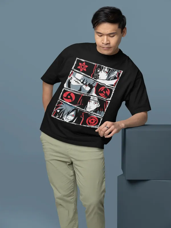 Black_Cotton_Oversized_Red_Reflection_T-Shirt_For_Men