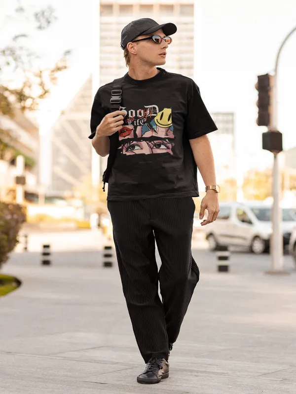 Black_Cotton_Oversized_Good_Life_Collage_T-Shirt_For_Men