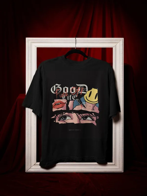Black_Cotton_Oversized_Good_Life_Collage_T-Shirt_For_Men