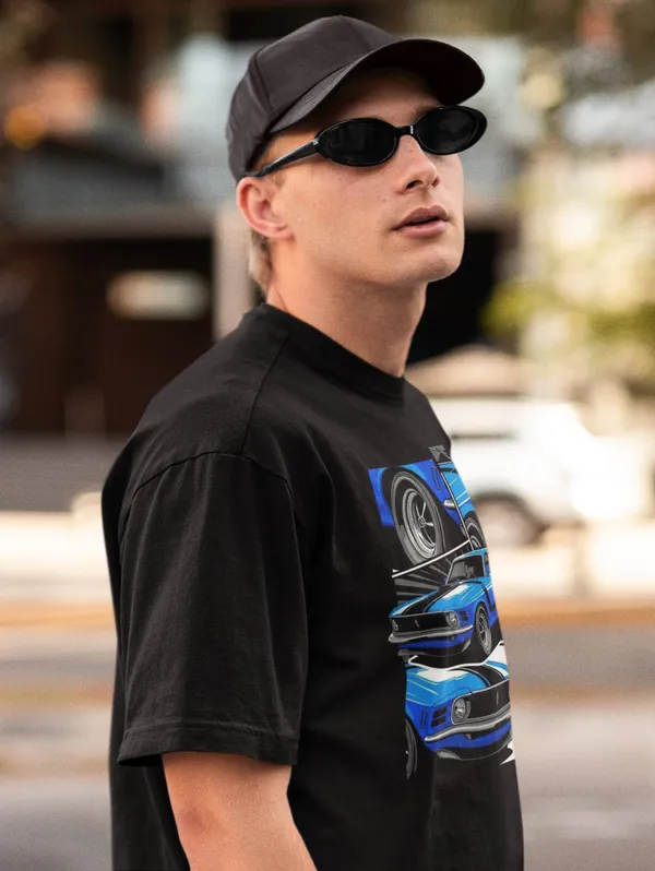 Black_Cotton_Oversized_Blue_Mustang_T-Shirt_For_Men
