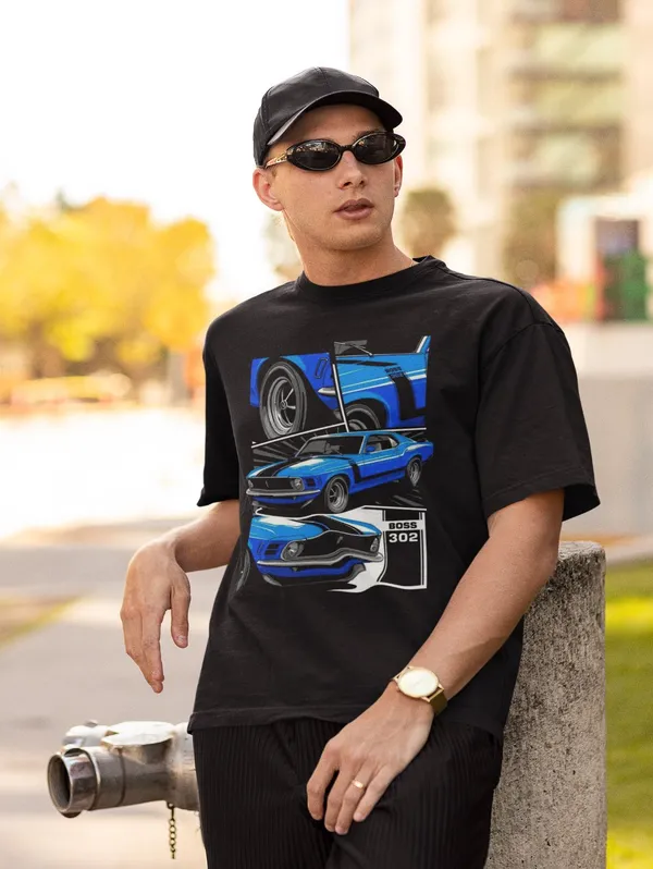 Black_Cotton_Oversized_Blue_Mustang_T-Shirt_For_Men