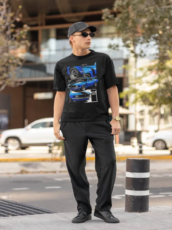 Black_Cotton_Oversized_Blue_Mustang_T-Shirt_For_Men