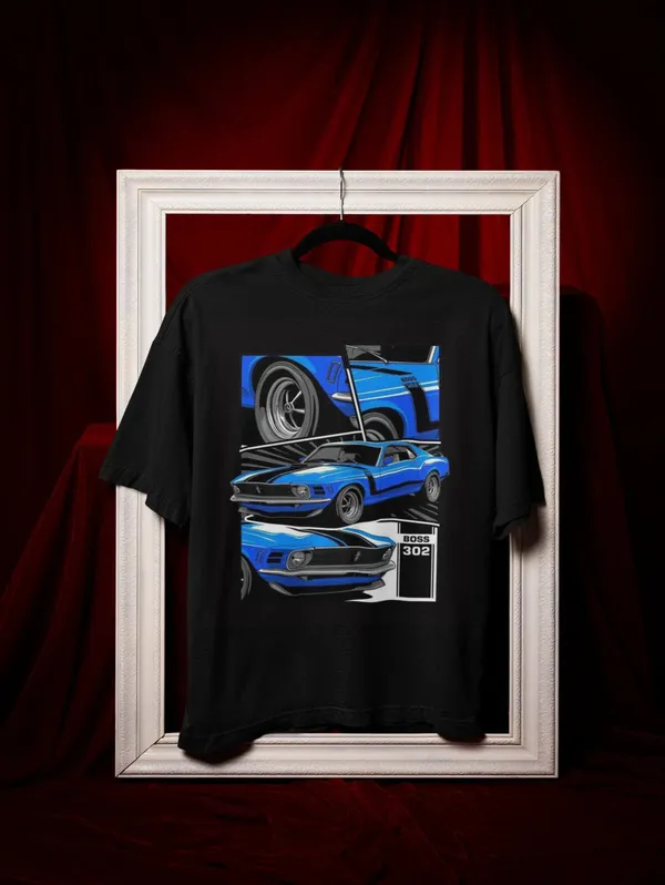Black_Cotton_Oversized_Blue_Mustang_T-Shirt_For_Men