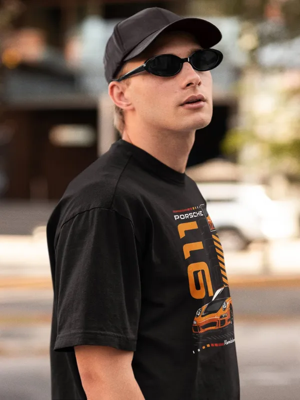 Black_Cotton_Oversized_Yellow_911_T-Shirt_For_Men
