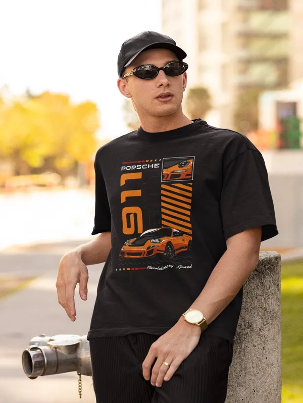 Black_Cotton_Oversized_Yellow_911_T-Shirt_For_Men