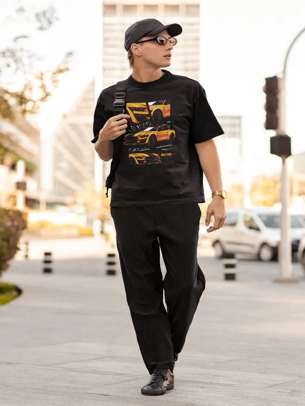 Black_Cotton_Oversized_Yellow_Mustang_T-Shirt_For_Men