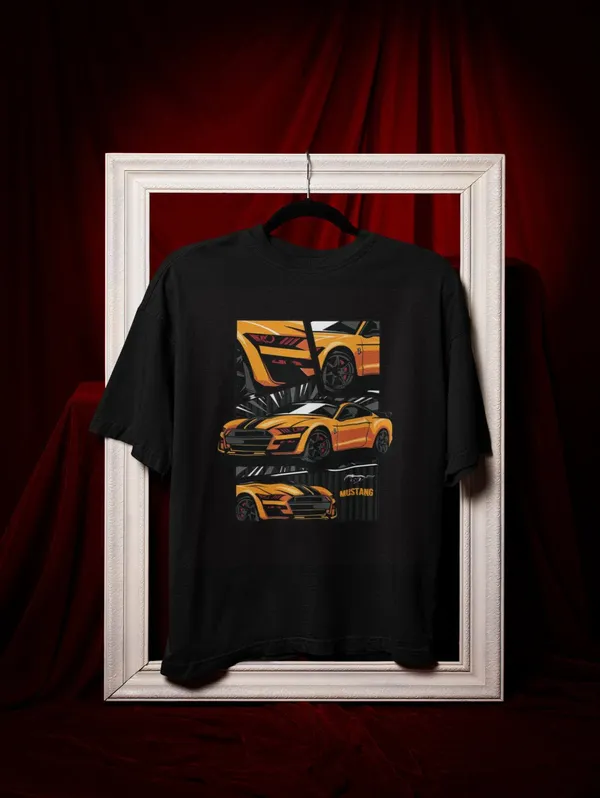 Black_Cotton_Oversized_Yellow_Mustang_T-Shirt_For_Men