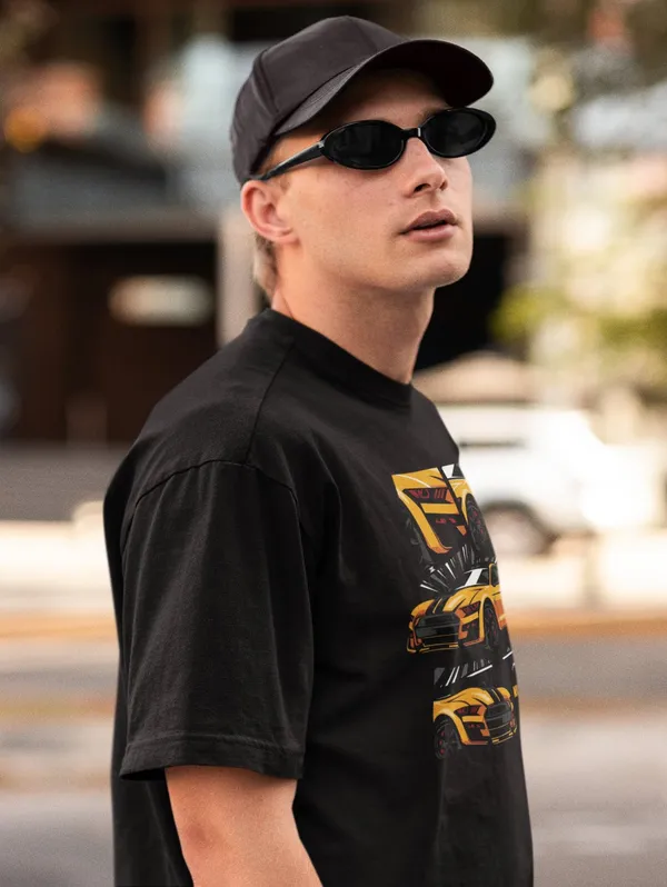 Black_Cotton_Oversized_Yellow_Mustang_T-Shirt_For_Men