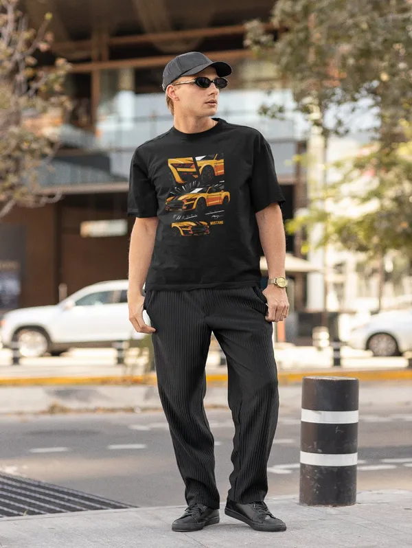 Black_Cotton_Oversized_Yellow_Mustang_T-Shirt_For_Men