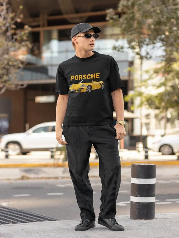 Black_Cotton_Oversized_Yellow_Porsche_T-Shirt_For_Men
