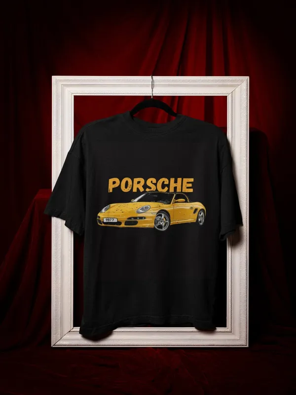 Black_Cotton_Oversized_Yellow_Porsche_T-Shirt_For_Men