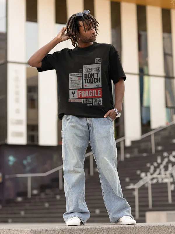 Black_Cotton_Oversized_Handle_With_Care_T-Shirt_For_Men