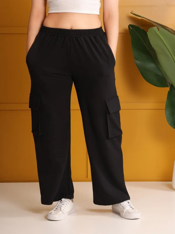 Black_Cotton_Wide-Leg_Jogger_For_Women