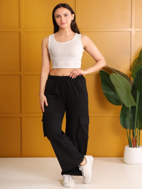 Black_Cotton_Wide-Leg_Jogger_For_Women