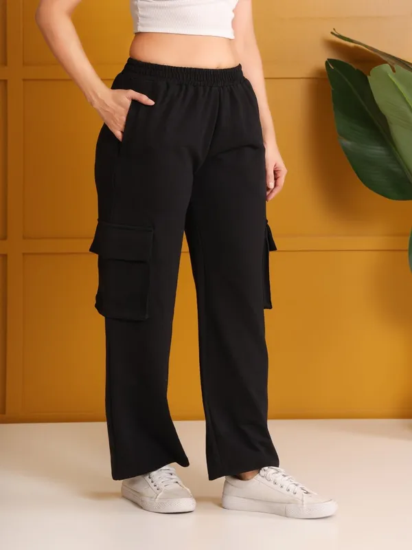 Black_Cotton_Wide-Leg_Jogger_For_Women