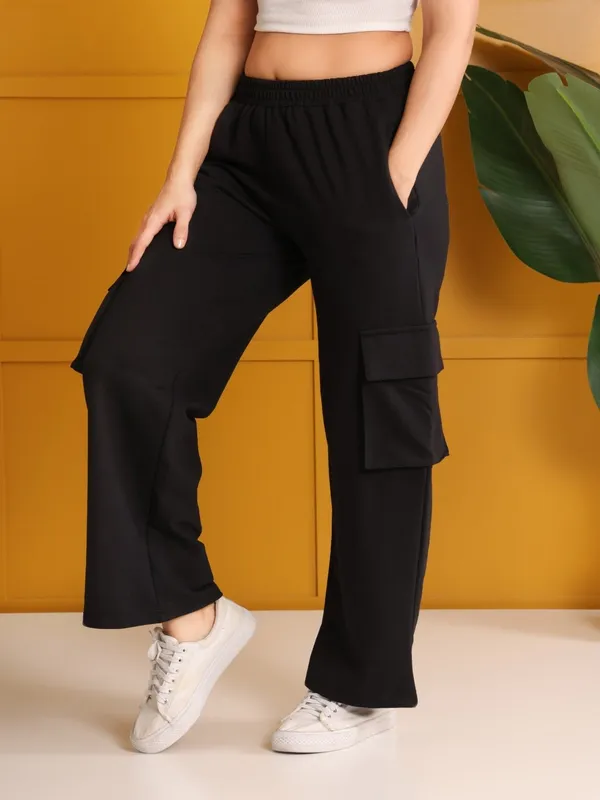 Black_Cotton_Wide-Leg_Jogger_For_Women