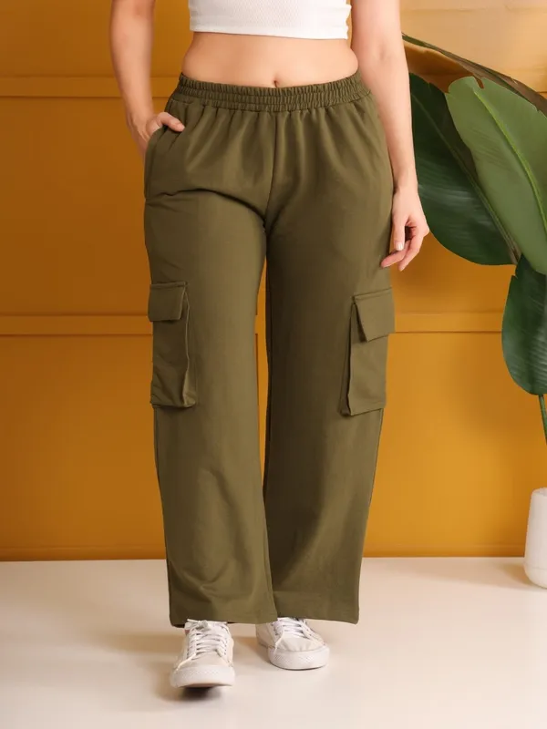 Olive_Green_Cotton_Wide-Leg_Jogger_For_Women