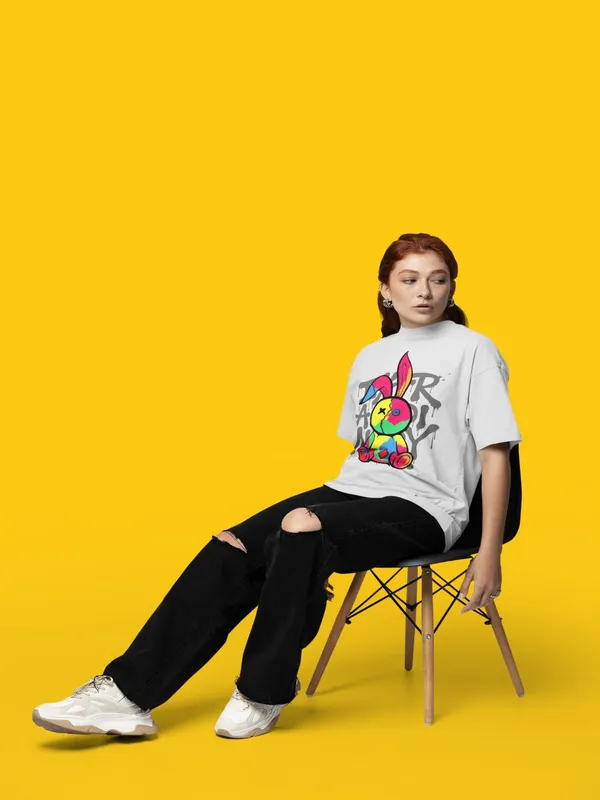 Off-White_Cotton_Oversized_Dan_Bunny_T-Shirt_For_Women