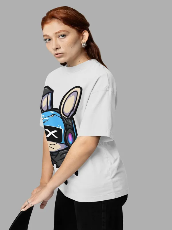 White_Cotton_Oversized_Cyber_Bunny_T-Shirt_For_Women
