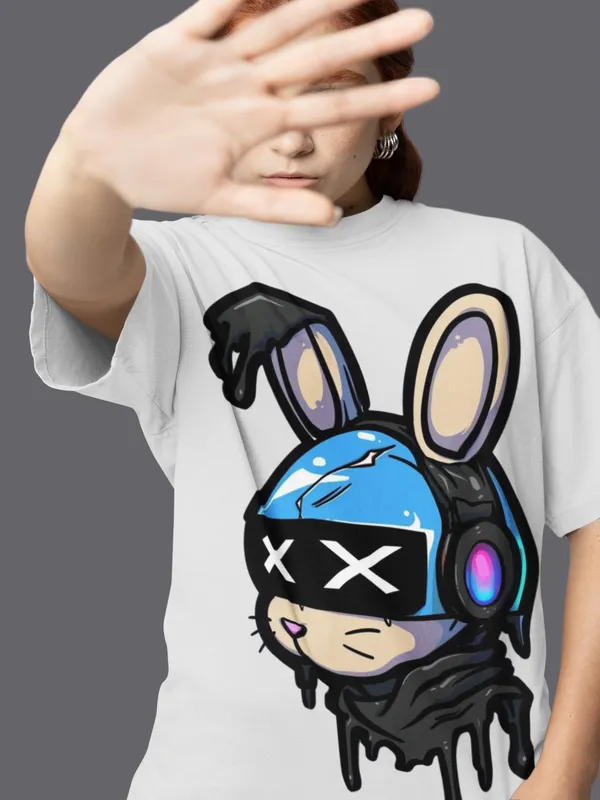 White_Cotton_Oversized_Cyber_Bunny_T-Shirt_For_Women