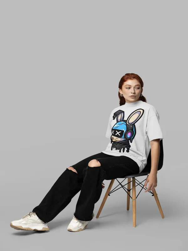 White_Cotton_Oversized_Cyber_Bunny_T-Shirt_For_Women