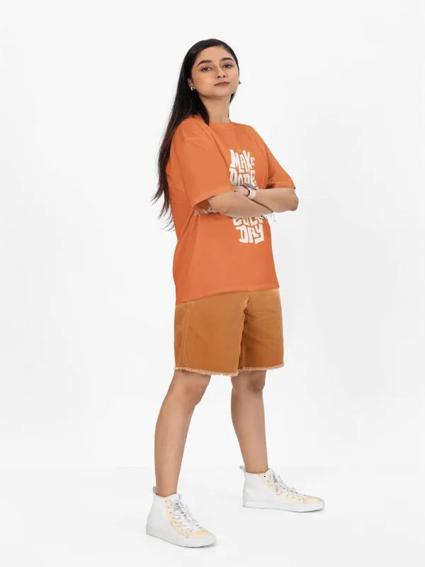 Orange_Cotton_Oversized_Make_It_Dope_T-Shirt_For_Women